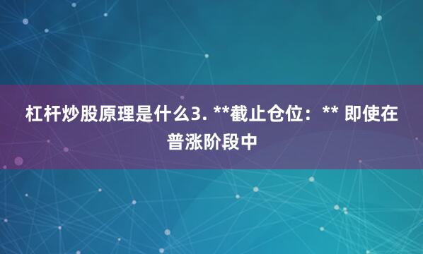杠杆炒股原理是什么3. **截止仓位：** 即使在普涨阶段中