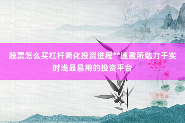 股票怎么买杠杆简化投资进程**速盈所勉力于实时浅显易用的投资平台
