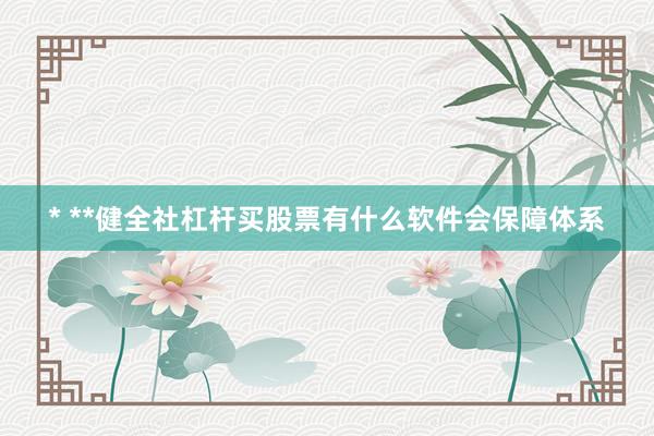 * **健全社杠杆买股票有什么软件会保障体系