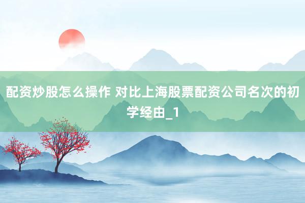 配资炒股怎么操作 对比上海股票配资公司名次的初学经由_1